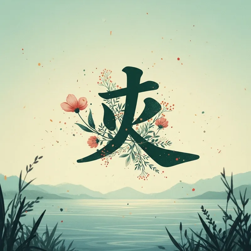 Serene Representation of Chinese Character '岑' in Nature