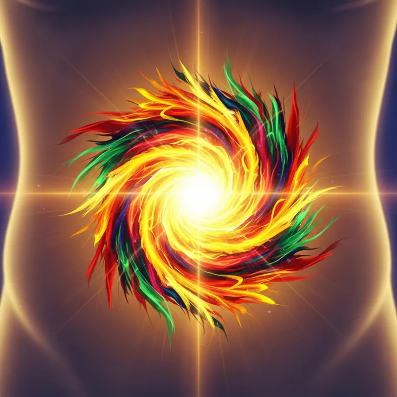 Solar Plexus Energy Center Illuminated in Abdominal Region with Vibrant Colors