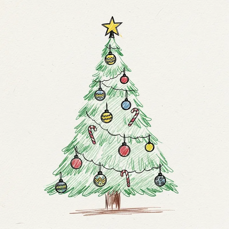 Hand-drawn Christmas Tree Art | Unique Festive Design