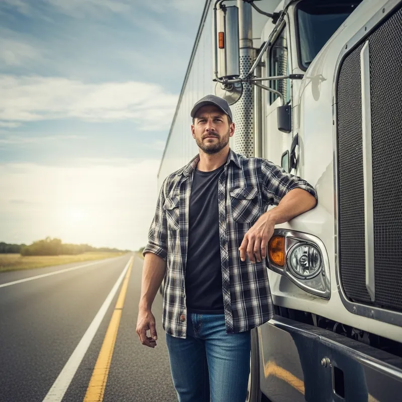 Realistic Truck Driver Portrait | Long-Haul Trucking Image Realistic Truck Driver Portrait | Long-Haul Trucking Image