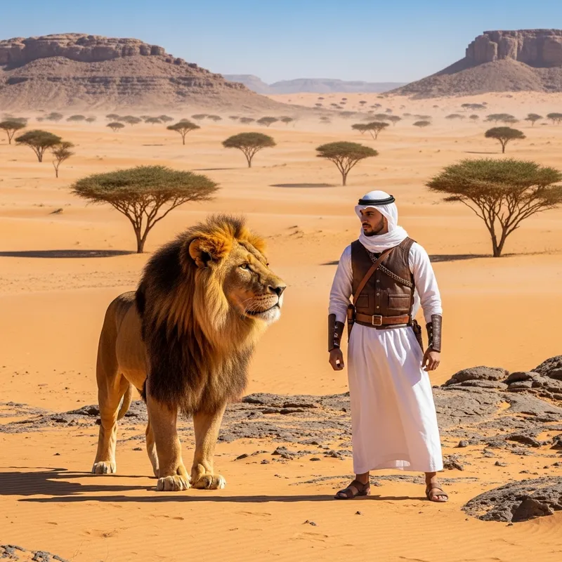 Majestic Lion Encounter in Saudi Jhubba Desert | Inspiring Image