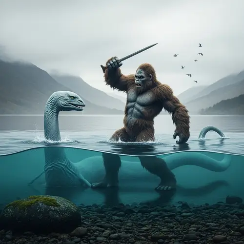 Bigfoot vs Loch Ness Monster Battle in Scottish Highlands