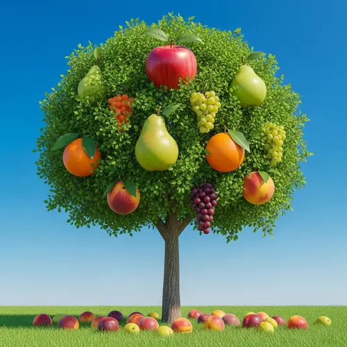 Unique Multi-Fruit Tree in Full Bloom