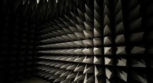 Dark Silver Pyramid Wall in Anechoic Chamber