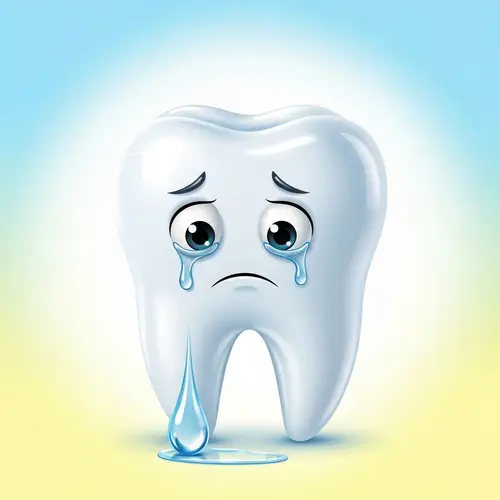 Whimsical Cartoon Tooth Shedding Tear - Healthy Gleaming Tooth