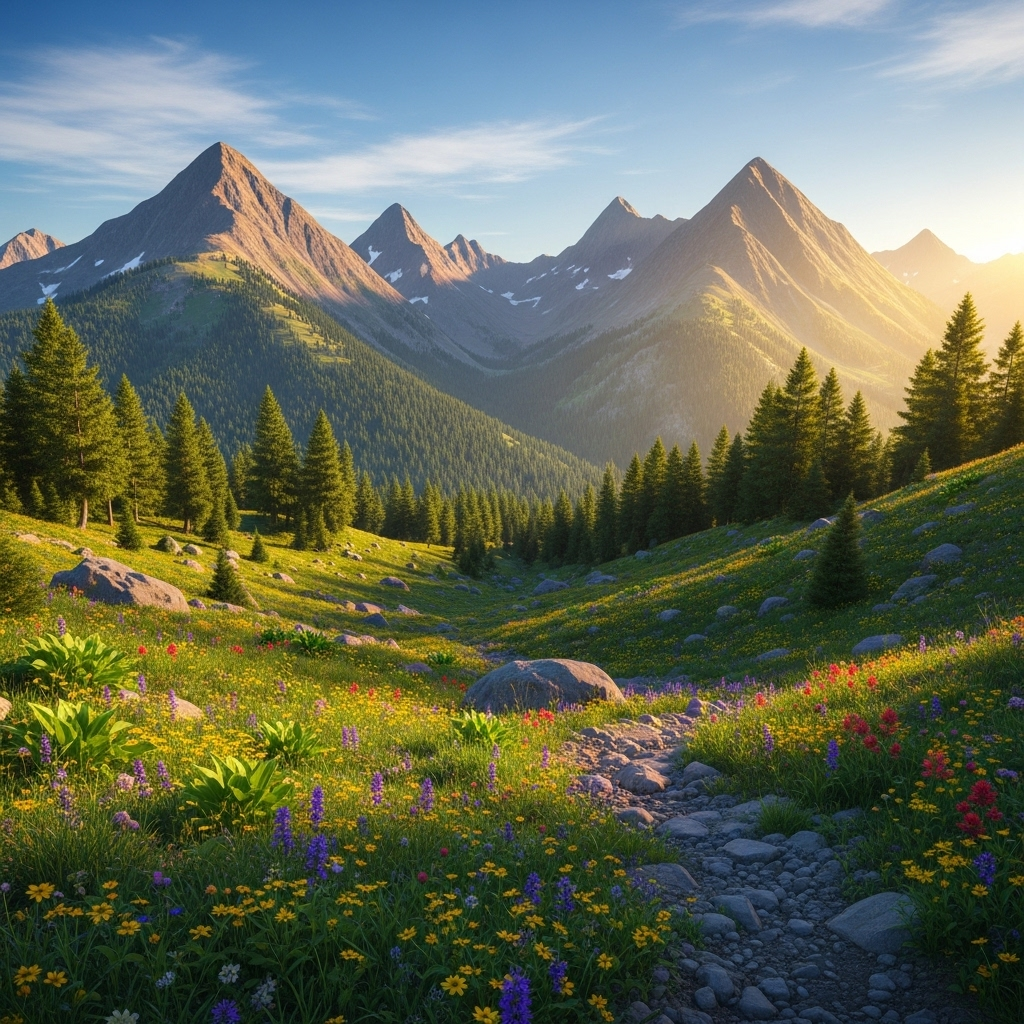 Serene Mountain Landscape - Nature Views Inspiring Tranquility