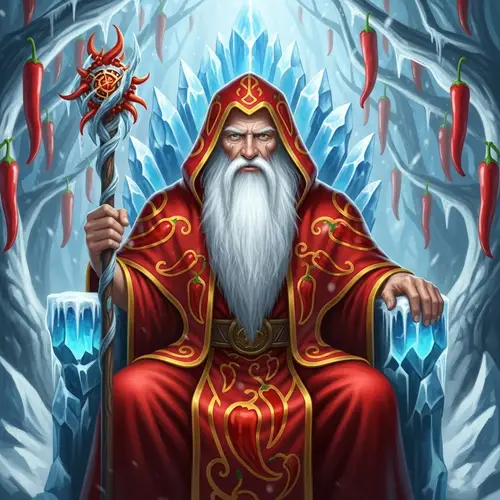Ice and Spice Elder: Snow-White Beard & Spicy-Red Cloak