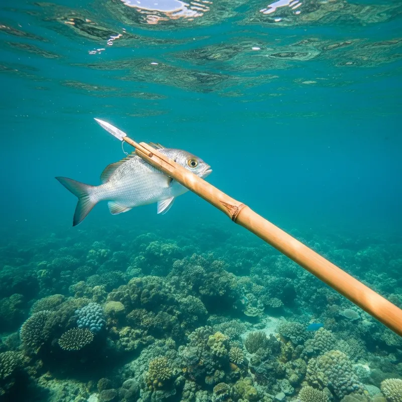 Fish Spear Scene: Struggle for Survival