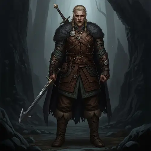 Brooding Viking Hunter in Detailed Leather Armor - Fantasy Art