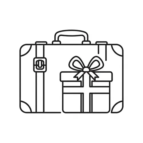 Luggage & Gift Icon - Simple Line Art Design