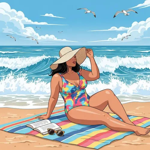 Asian Woman Enjoying Sunny Beach Day | Curvaceous Figure
