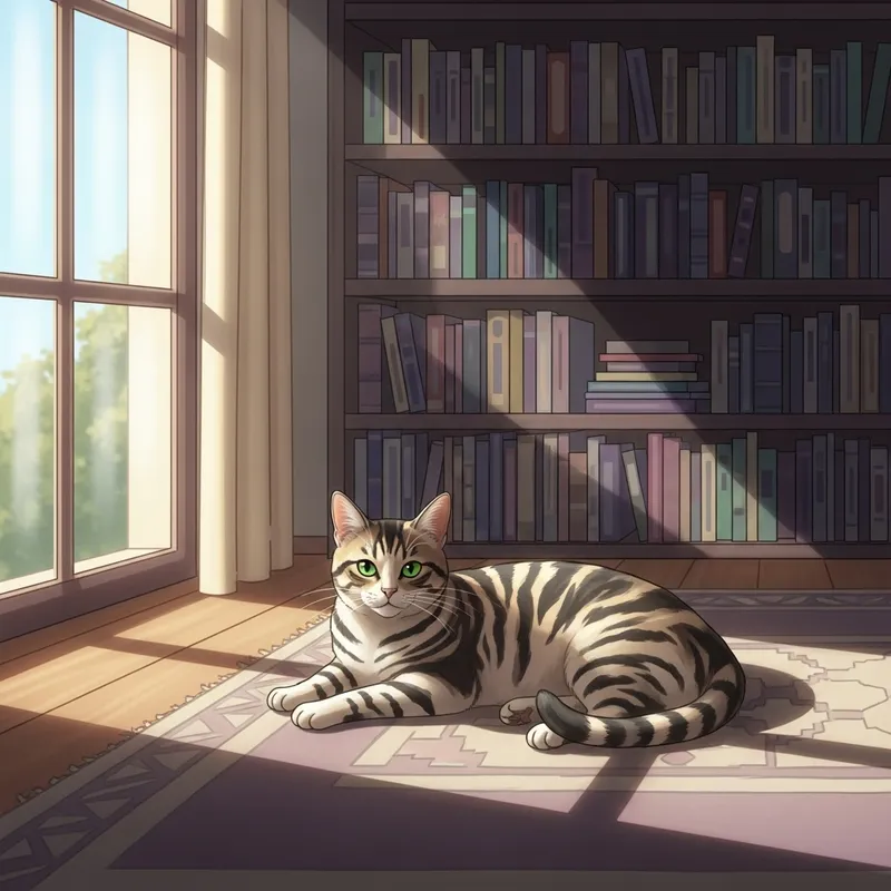 Tranquil Cat Lounging in Sunlight | Cozy Setting