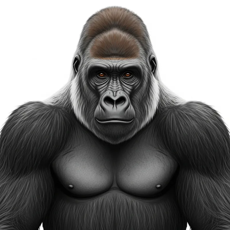 Detailed Digital Render of Gentle-Eyed Silverback Gorilla