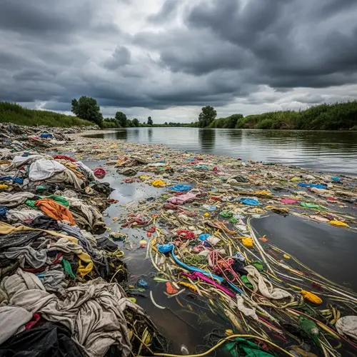 Devastating Pollution Effects: River Contaminated by Synthetic Fibers