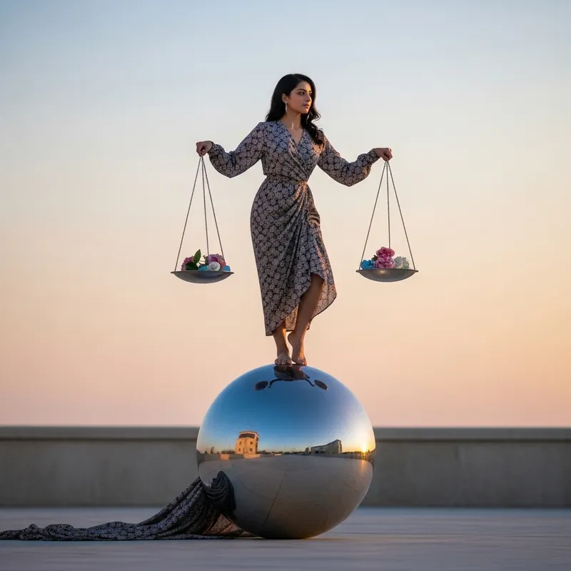 Graceful Balance: Middle-Eastern Woman on Sphere