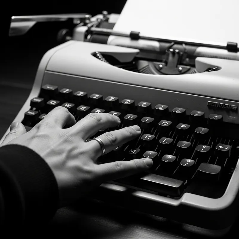 Nostalgic Russian Typewriter - Vintage Monochrome Photo