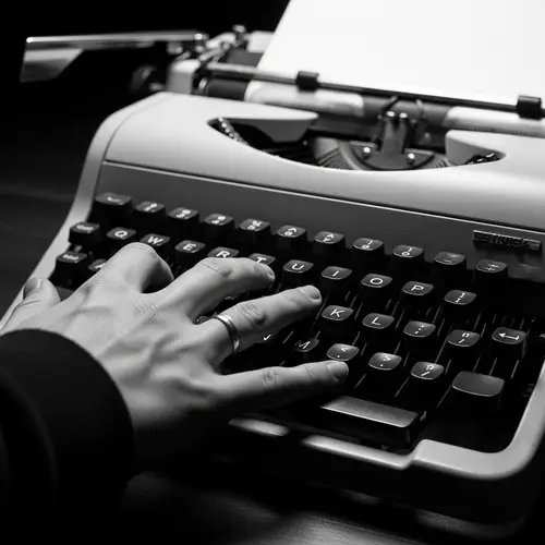 Vintage Russian Typewriter in Monochrome Photo