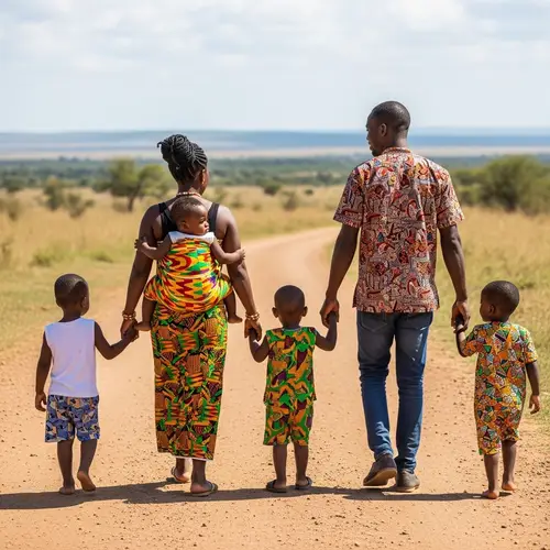 Ghanaian Family Walking in Traditional Kente Cloth | Rich Cultural Scene