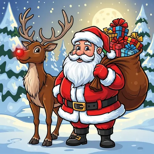 Holiday Reindeer with Glowing Red Nose | Festive Gift-Giving Symbol