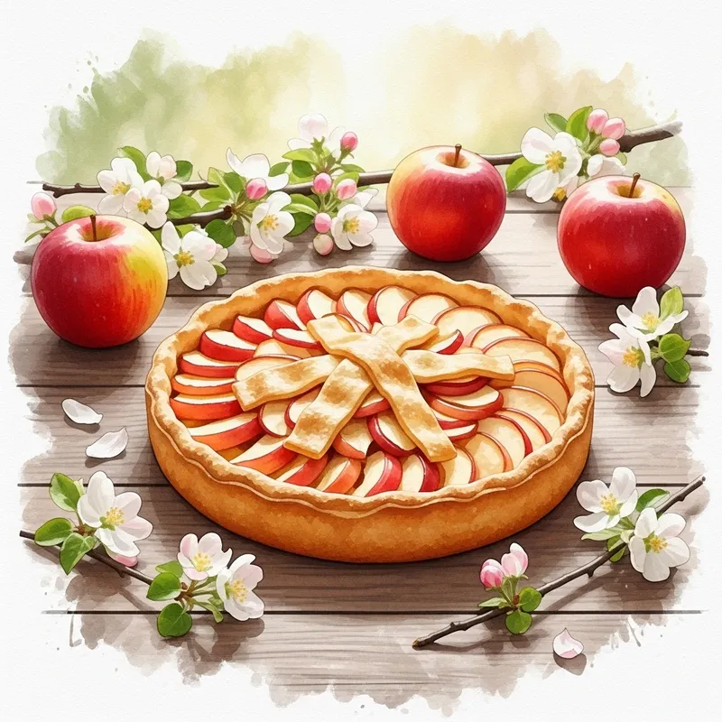 Freshly Baked Apple Pie on Rustic Table - Spring Baking Art