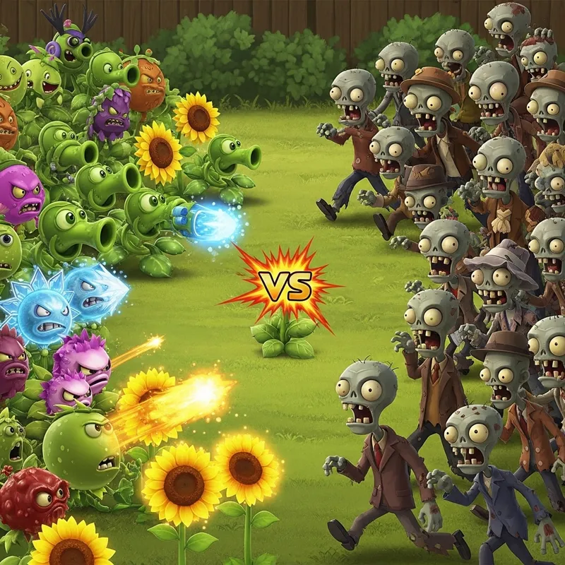 Intense Plant vs. Zombies Battle - Verdant Backyard Scenario