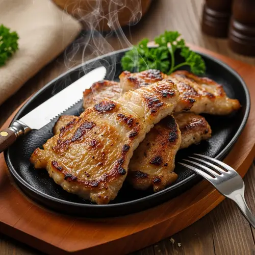 Golden Brown Roasted Bushmeat on Rustic Platter