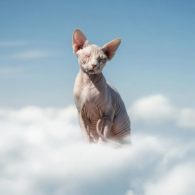 Sphinx Cat Relaxing on Cloud