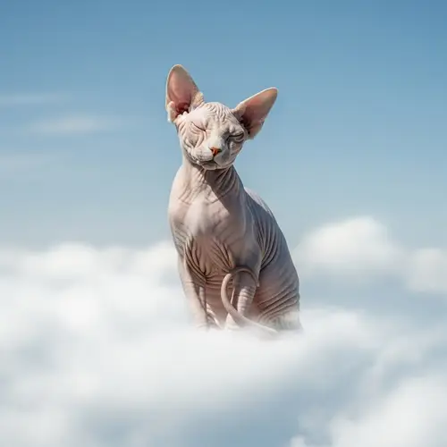 Serene Sphinx Cat Resting on Fluffy Cloud | Cloud Kingdom Image