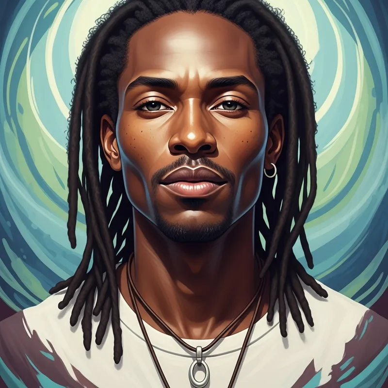Detailed Portrait of Serene Black Man with Dreadlocks Detailed Portrait of Serene Black Man with Dreadlocks