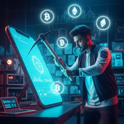 Modern South Asian Man Cryptocurrency Mining Scene