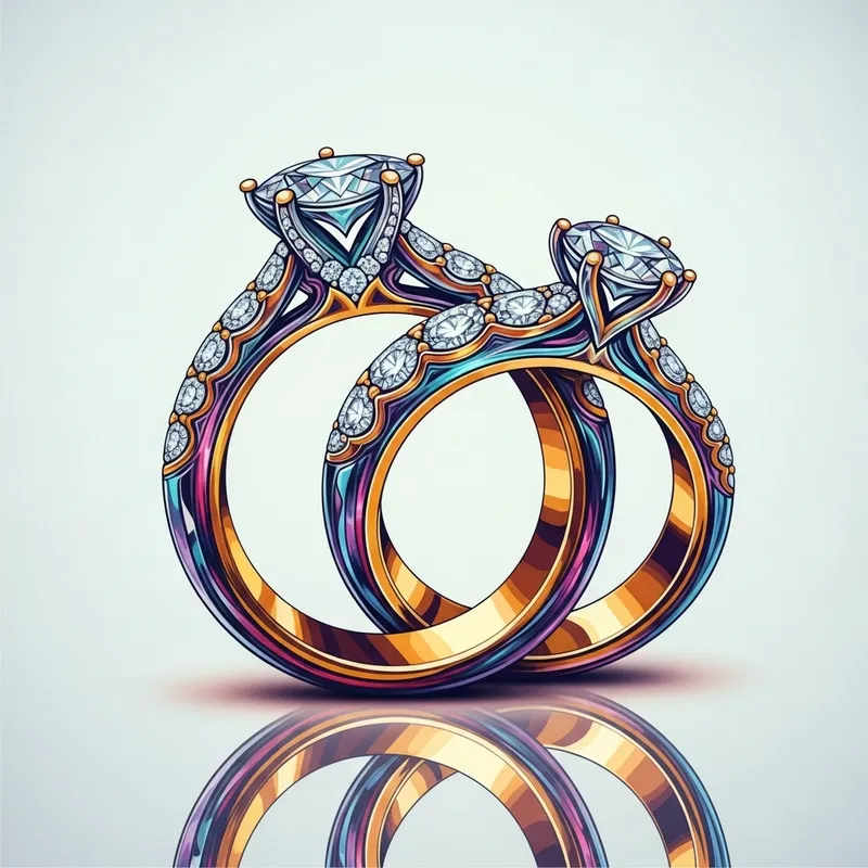 Vibrant Rings Intertwined in Digital Art for Wedding Invites