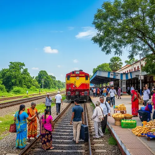 Vibrant Indian Railway Scene | Lush Green Landscape View