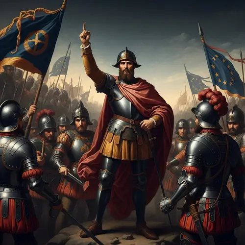 Resilient Leader Advocating for Unity | Historic Battle Scene Art