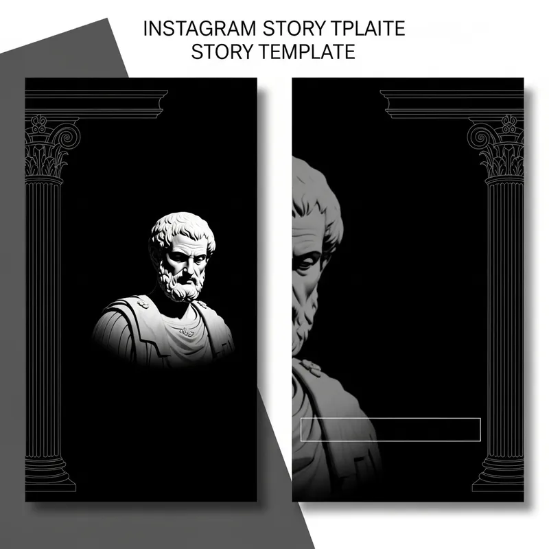 Ancient Rome Inspired Instagram Story Template with Marcus Aurelius, Roman Pillars, and Minimalistic Design
