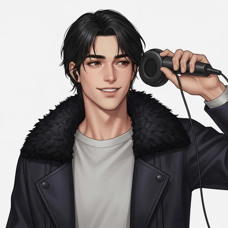 Handsome Young Man Dancing and Listening to Songs Alone