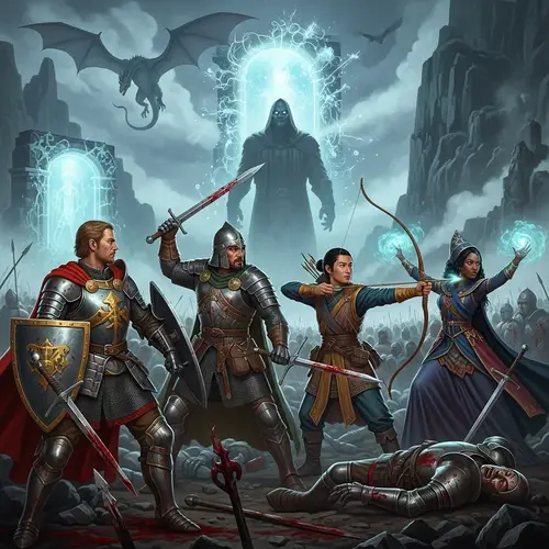 Medieval Heroes Confront Villain in Epic Dark Art Album Cover