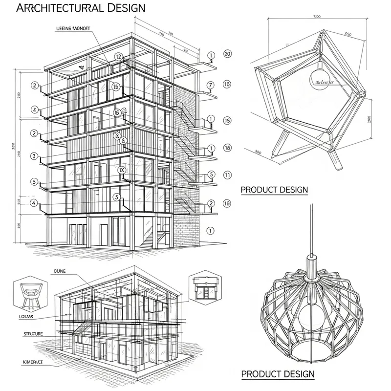 Detailed CAD Architectural and Product Design Showcase