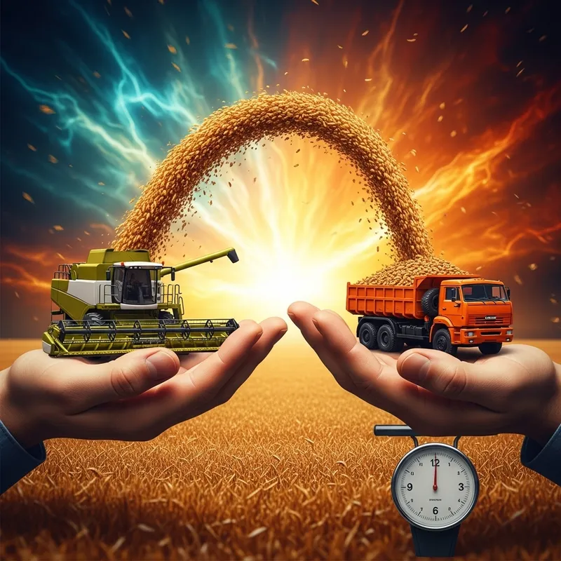 Harvesting Imagery: Miniature Combine & Kamaz Truck Scene
