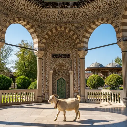 Playful Goat Enjoying Ankara Pavilion | Historic Joy