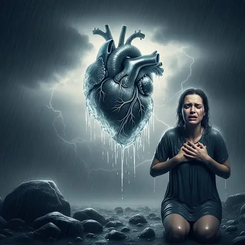 Emotional Pain: Human Heart Encased in Ice