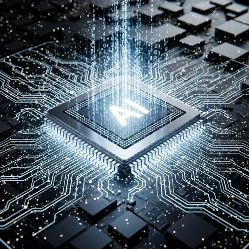 Intricate AI Chip: Futuristic Technological Advancement