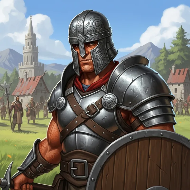 Male Dragonborn Warrior in Combat Helmet and Armour