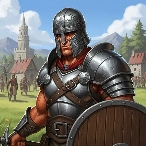 Male Dragonborn Warrior in Medieval Fantasy Setting