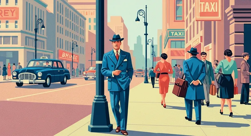 Elegant Gentleman in Blue Suit | Classic 1930s City Scene