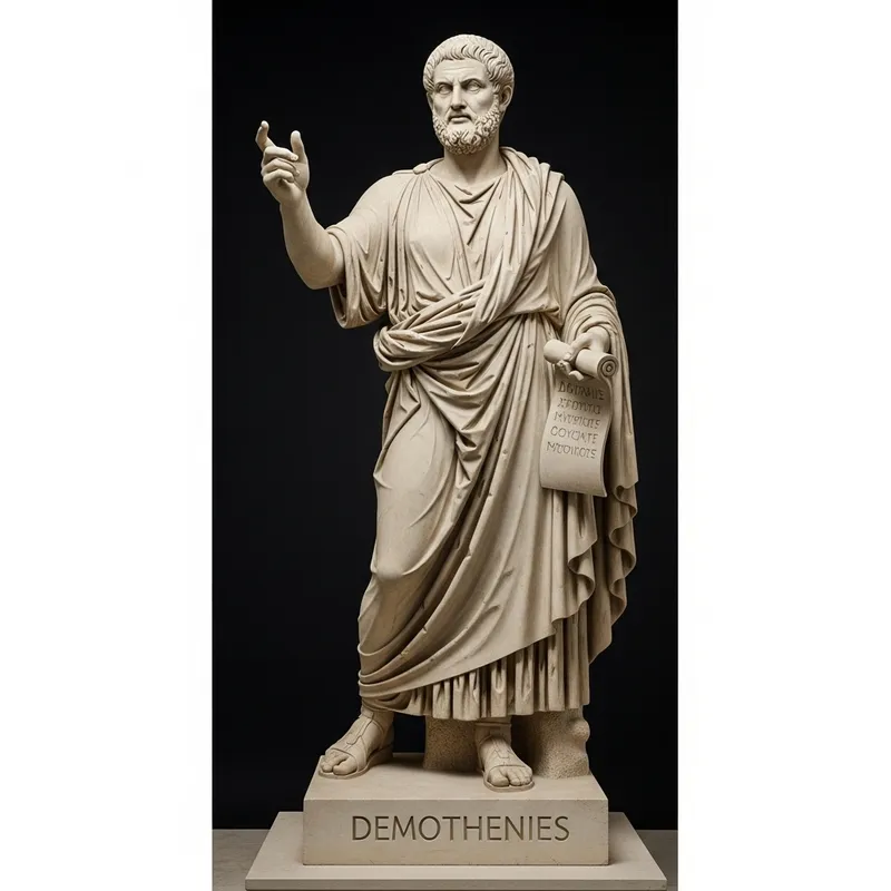 Stone Statue of Demosthenes: Ancient Athens Icon