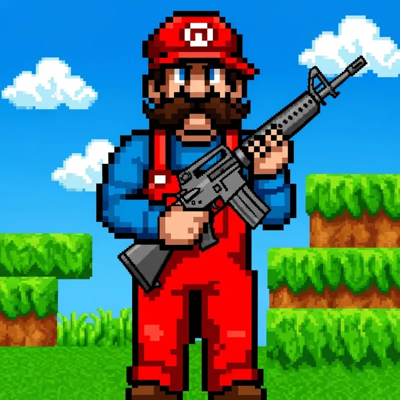 80's Video Game Character with R-15 Rifle