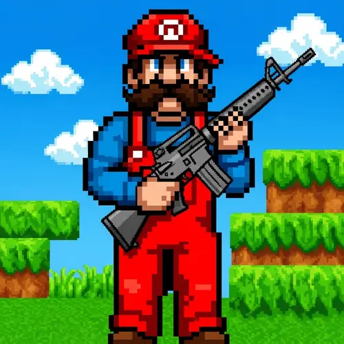 80's Video Game Character with R-15 Rifle