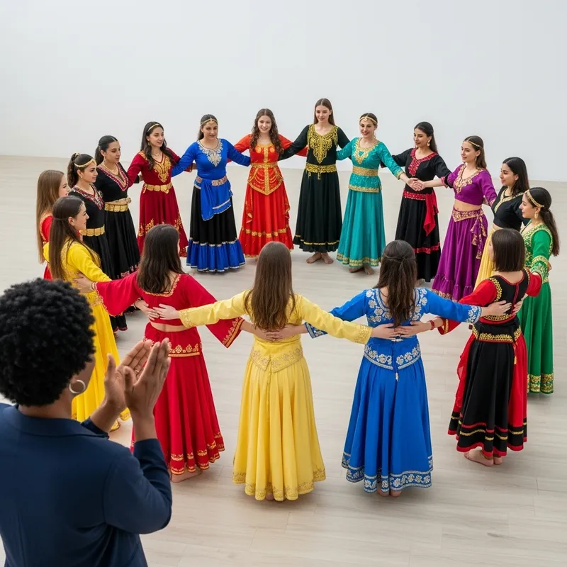 Colorful Multicultural Women's Traditional Dance Performance