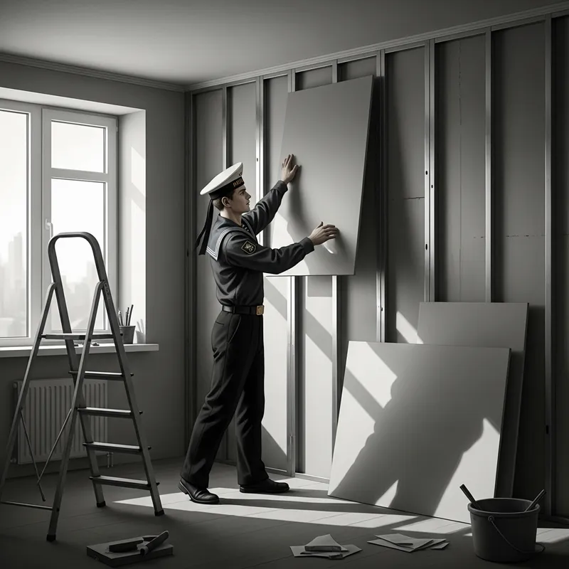 Vintage Sailor Builder in Modern Renovation Scene