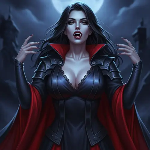 Captivating Busty Vampire Woman with Dark Hair